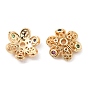 Brass Micro Pave Colorful Cubic Zirconia Bead Caps, Flower