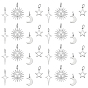 80 piezas 20 juegos 4 estilos 304 colgantes de acero inoxidable, sol y estrella y luna, con anillo de salto