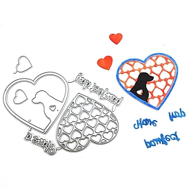Pet Theme Heart & Dog Carbon Steel Cutting Dies Stencils, for DIY Scrapbooking, Photo Album, Decorative Embossing Paper Card