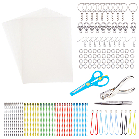 Комплекты термоусадочных пленок, с термоусадочной пленкой, железные брелоки, кольца, крючки для сережек и плоскогубцы, ремешки из полиэстера, застежками, цепочки из нержавеющей стали с шариками и пинцеты