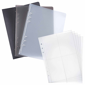 CRASPIRE Plastic A5 Blank Binders, 6 Ring Loose-Leaf Binder Cover, with PVC Pockets Photo Strorage Album Sleeves Pages Sheets
