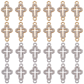 50 шт. 2 цвета сплава, кристаллы и стразы, подвески-коннекторы, полые поперечные связи