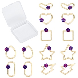 SUNNYCLUE Rack Plating Open Back Bezel Cabochons, For DIY UV Resin, Epoxy Resin, Pressed Flower Jewelry, with Resin, Cadmium Free & Nickel Free & Lead Free