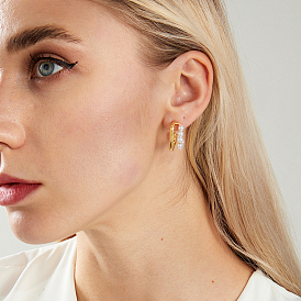 Модные квадратные серьги-гвоздики с имитацией латунного жемчуга