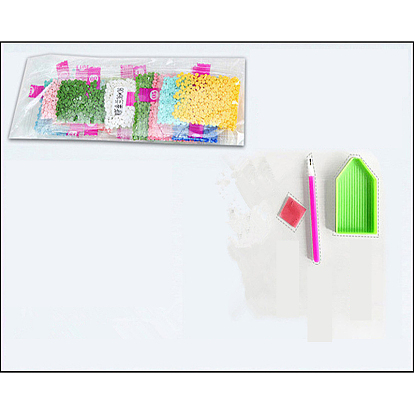 DIY Rose Pattern Diamond Painting Kits, including Acrylic Rhinestones, Dotting Pen, Glue Clay, Tray Plate