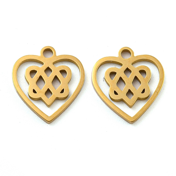 Ионное покрытие (ip) 316 хирургические брелоки из нержавеющей стали, лазерная резка, сердце с подвеской в виде узла