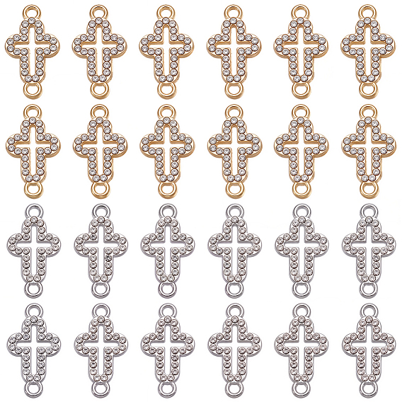 50 шт. 2 цвета сплава, кристаллы и стразы, подвески-коннекторы, полые поперечные связи