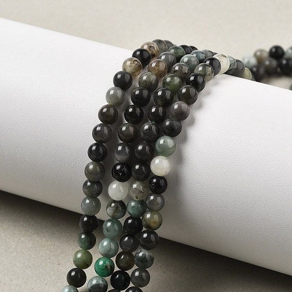 Нити из синтетических изумрудных бусин, круглые