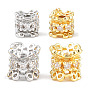 Brass Micro Pave Clear Cubic Zirconia Beads, Column with Flower, Rack Plating, Long-Lasting Plated, Lead Free & Cadmium Free