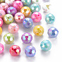 Opaque Acrylic Beads, Faceted, Dyed, AB Color, Round