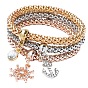 Sparkling Tricolor Popcorn Chain Bracelet with Diamond Butterfly Pendant for Women