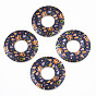 Printed Wood Pendants, Donut with Pattern