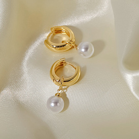 Trendy Copper Plated Pearl Earrings - Fashionable Women's Accessories, Elegant Design.