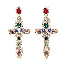Sparkling Cross Earrings with Unique Diamond Inlay - Elegant and High-Quality Women's Jewelry
