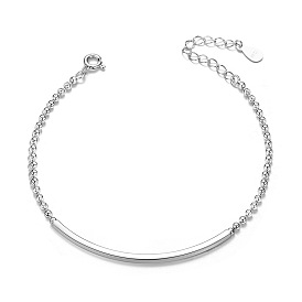 SHEGRACE Gorgeous 925 Sterling Silver Bracelet, with Tube Bead, 165mm