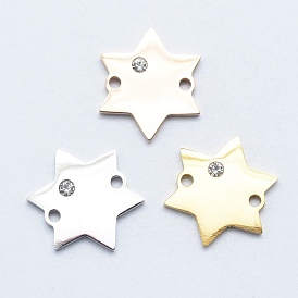 316L Surgical Stainless Steel Micro Pave Cubic Zirconia Links/Connectors, Star, Clear