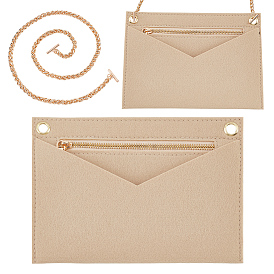 1 вставка-органайзер для кошелька из поликарбоната, формирователь сумочки-конверта премиум-класса из фетра, с ручками для цепей из пшеничного железа из поликарбоната