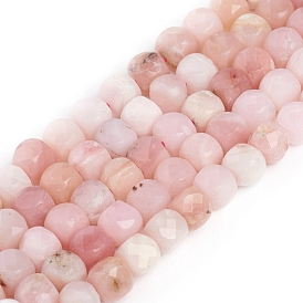 Rose naturel perles d'opale brins, facette, cube