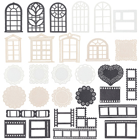 CRASPIRE 3 Bags 3 Styles Vintage Cutout Lace Scrapbook Paper Pads, Double-Sided Paper Pad for Scrapbooking Supplies Frames, Rectangel & Window & Round, Mixed Shapes