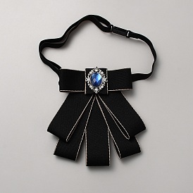 Bowknot Polyester Suit Necktie, Pre-tied Adjustable/Elastic School Uniform Ties, with Alloy Rhinestone Findings