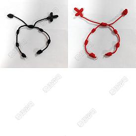 2 Stück 2 Farben verstellbare geflochtene Nylonschnüre zum Herstellen von Armbändern, mit offenen Biegeringen aus 304 Edelstahl, passend für Verbindungsanhänger