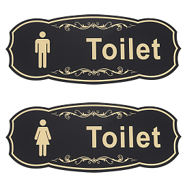 Olycraft 2Pcs 2 Style Acrylic TOILET Sign Stickers, Public Toilet Sign, for Wall Door Accessories Sign