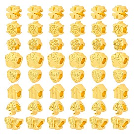 48шт 8 стили стойка покрытие сплав европейские бусины, бусины с большим отверстием, зонтик и бабочка и клевер