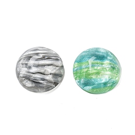 Translucent Resin Decoden Cabochons, Water Ripple Half Round with Glitter Powder