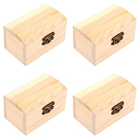 Gorgecraft 4Pcs Rectangle Wood Flip Cover Box, with Metal Clasps, for Necklace, Earring Jewelry Boxes