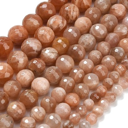 Натуральный Sunstone бисер пряди, граненые, круглые