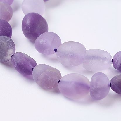 Natural Amethyst Bead Strands, Frosted, Nuggets