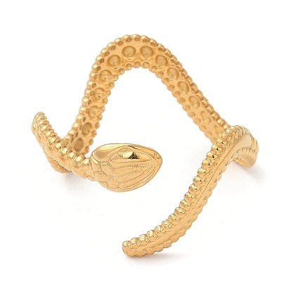 304 Stainless Steel Open Cuff Ring, Snake