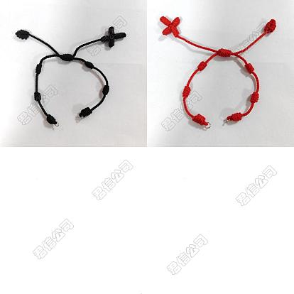 2 Stück 2 Farben verstellbare geflochtene Nylonschnüre zum Herstellen von Armbändern, mit offenen Biegeringen aus 304 Edelstahl, passend für Verbindungsanhänger
