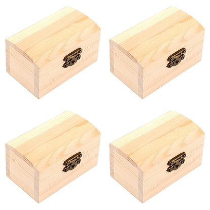 4шт. прямоугольная деревянная коробка с откидной крышкой, с металлическими застежками, для ожерелья, серьги шкатулки