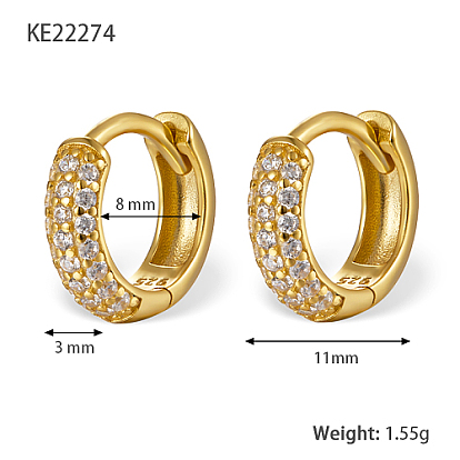 925 Серьги-кольца из стерлингового серебра с микропаве из циркония, с печатью 925