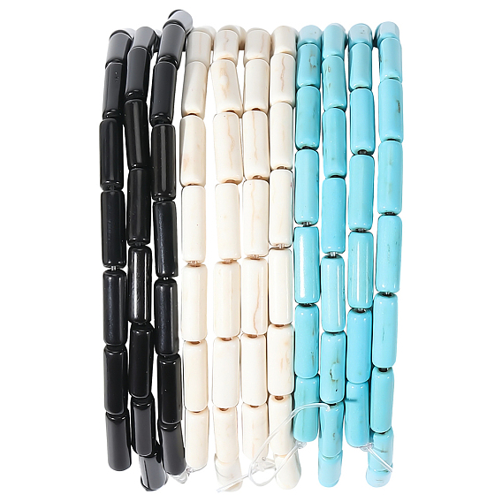 6 Strands Synthetic Turquoise Beads Strands, Dyed, Column