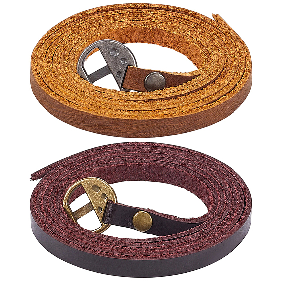 2 шт. 2 цвета товары двойного назначения, кожаные браслеты / цепные ремни, со сплавочной фурнитурой, плоско-круглые