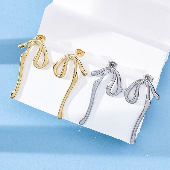 304 из нержавеющей стали серьги, вакуумное покрытие pvd, бантом