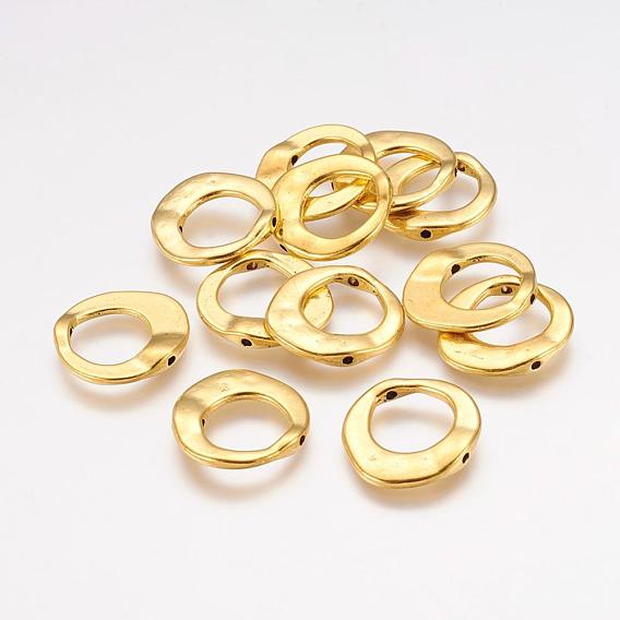 Tibetan Style Irregular Ring Bead Frames, Cadmium Free & Lead Free, 20.5x20.5x3mm, Hole: 12mm