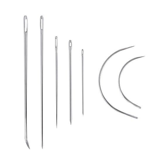 Carbon Steel Sewing Needles Set, Darning Needles, Straight & Bent Bookbinding Needle