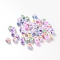 Mixed Style Opaque Acrylic European Large Hole Beads, Horizontal Hole, Letter Cube, 7x7x7mm, Hole: 4mm, about 2450pcs/500g