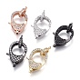 Brass Micro Pave Cubic Zirconia Lobster Claw Clasps, with Bail Beads/Tube Bails, Long-Lasting Plated