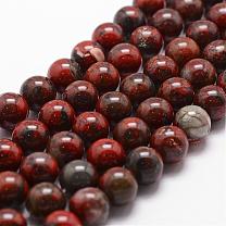 Natural Brecciated Jasper Bead Strands, Round