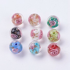 Manuell Murano Glas Perlen, Innen Blume, Runde