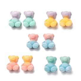 Two Tone Flocky Resin Cabochons, Bear