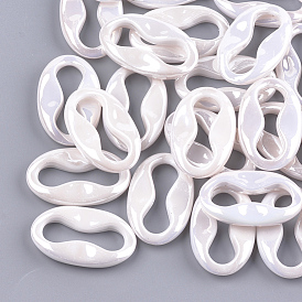 Acrylic Imitation Pearl Linking Rings, AB Color, Oval