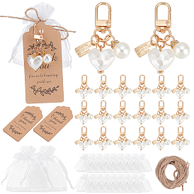 Декоративные подвески из акрилового сплава с жемчужинами, для украшения сумки, золотые, с мешочками из перламутровой марли и карточками-демонстрациями из крафт-бумажного шнура