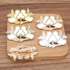 Alloy Enamel Alligator Hair Clips, Ancient Style Hanfu Accessories for Women, Flower