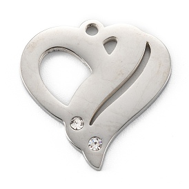 304 подвески из нержавеющей стали, со стразами, сердце