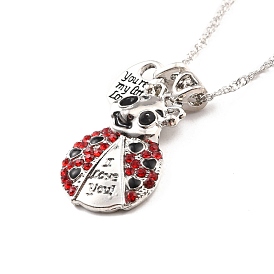 Collar con colgante de corazón y mariquita de diamantes de imitación de colores, te amo palabra joyería para mujer